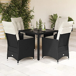 vidaXL Ensemble à manger de jardin coussins 5pcs Noir Résine tressée