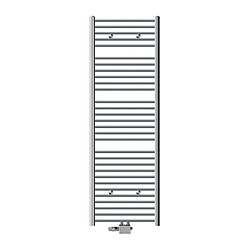 LuxeBath Radiateur de salle de bain Sahara 600x1800 mm, chrome, courbe avec raccord central y compris garniture de raccordement avec thermostat