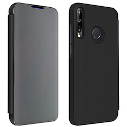 Avizar Housse Huawei P40 Lite E Clapet Translucide Design Miroir Support Vidéo Noir