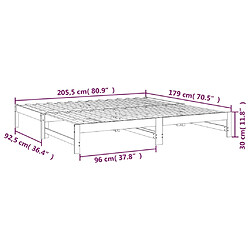 vidaXL Lit coulissant sans matelas gris 2x(90x200) cm pas cher