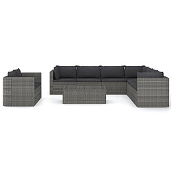 Avis Maison Chic Salon de jardin 10 pcs + coussins - Mobilier/Meubles de jardin - Table et chaises d'extérieur Résine tressée Gris -MN27598