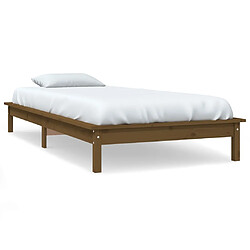 vidaXL Cadre de lit sans matelas marron miel 90x200 cm bois massif