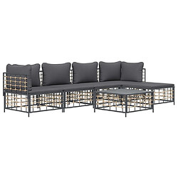 Avis Maison Chic Salon de jardin 6 pcs + coussins - Mobilier/Meubles de jardin - Table et chaises d'extérieur anthracite résine tressée -MN83951