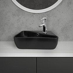 Acheter ML-Design Lavabo en Céramique Noir Mat, 45x27x13 cm, Montage Mural ou à Poser, avec Trop-Plein et Trou pour Robinet à Droite, Lave-Mains Évier Bassin pour la Salle de Bain/WC Invités, Design Moderne