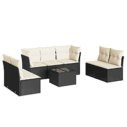 vidaXL Salon de jardin 8 pcs avec coussins noir résine tressée