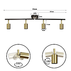 NETTLIFE 4 Spots Plafonnier Vintage à E27 Noir et Or Rotatifs Style Industriel Rétro pour Salon Chambre Cuisine Couloir Salle à Manger pas cher