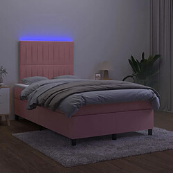 Acheter Maison Chic Lit adulte- Lit + matelas,Sommier à lattes de lit avec matelas LED Rose 120x200cm Velours -GKD70360