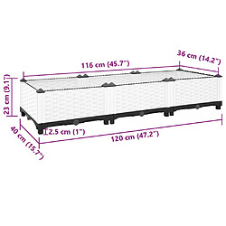 vidaXL Lit surélevé 120x40x23 cm Polypropylène pas cher