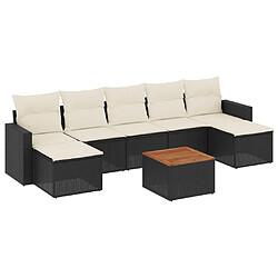 vidaXL Salon de jardin 8 pcs avec coussins noir résine tressée