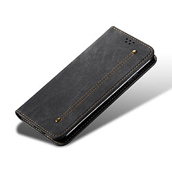 Acheter Wewoo Housse Coque Pour iPhone XR Denim Texture Etui en cuir avec rabat horizontal et style décontracté porte-cartes et noir