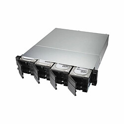 Avis QNAP 12-bay 2U rackmount USB-C 3.1 Gen2 10Gbps JBOD expansion unit, redundant PSU, with a 1-meter USB-C to USB-A 3.1 Gen2 cable.