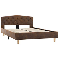 Avis Maison Chic Lit adulte - Lit simple Cadre de lit,Structure du lit Contemporain Marron Similicuir daim 120 x 200 cm -MN28648