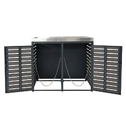 Avis Decoshop26 Abris poubelles verrouillable avec bac à plantes 124 x 146 x 102 cm wpc métal anthracite 04_0007013