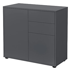 Helloshop26 Commode avec 2 tiroirs 2 portes paarl 74 x 79 x 36 cm gris foncé mat 03_0006819