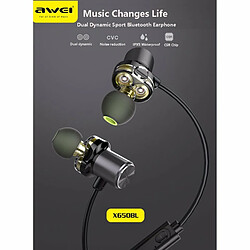 Avis Awei X650Bl Oreillette Bluetooth Sans Fil Double Écouteurs Dynamiques Tour De Cou Casque Ipx5 Étanche Bt4.1 Gris