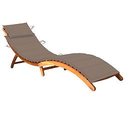 vidaXL Chaise longue de jardin avec coussin Bois d'acacia solide 