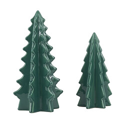 Aubry Gaspard Duo de sapins en céramique verts.