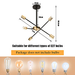 Stoex Lampe de Plafond D'Intérieur Vintage Luminaire Plafonnier Modernes Plafonnier Rétro Noir, 6 Lumières E27 Pour Couloir Chambre Salon pas cher