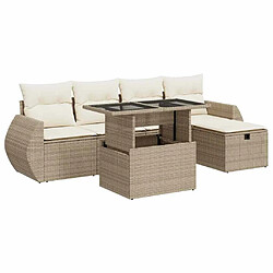 vidaXL Salon de jardin avec coussins 6 pcs beige résine tressée