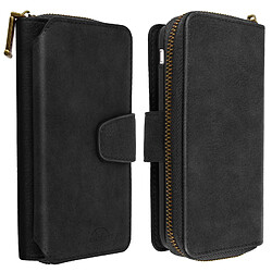 Avizar Étui iPhone 8 Plus / 7 Plus Portefeuille Cuir 2 en 1 Coque Détachable Noir