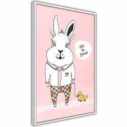 Paris Prix Affiche Murale Encadrée Friendly Bunny 20 x 30 cm Blanc