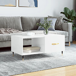 Maison Chic Table basse,Table Console Table d'appoint, Table pour salon Blanc brillant 90x50x40 cm Bois d'ingénierie -MN10469