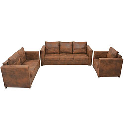 Maison Chic Ensemble de canapés 3 pcs, Canapé droit Sofa pour Salon Cuir daim synthétique -GKD958776