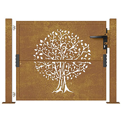 Avis vidaXL Portail de jardin 105x80 cm acier corten conception de l'arbre