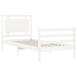 Maison Chic Cadre/structure de lit avec tête de lit pour adulte - Lit Moderne Chambre blanc petit simple bois massif -MN12709 pas cher