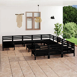 Maison Chic Salon de jardin 13 pcs - Table et chaises d'extérieur - Mobilier/Meubles de jardin Moderne Noir Bois de pin massif -MN45753