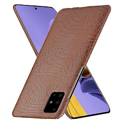 Wewoo Coque Pour Galaxy A51 Antichoc Crocodile Texture PC + PU Case Brown