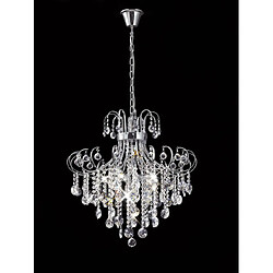 Luminaire Center Suspension Rosina 7 Ampoules chrome poli/cristal