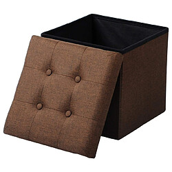 Helloshop26 Tabouret d'assise en lin avec espace de rangement marron 19_0000467