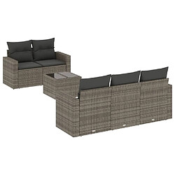 Maison Chic Salon de jardin 6 pcs avec coussins | Ensemble de Table et chaises | Mobilier d'Extérieur gris résine tressée -GKD37128