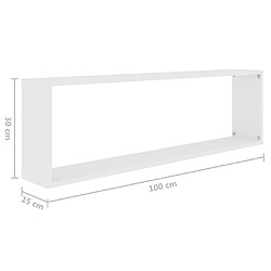 vidaXL Étagères cube murales 4 pcs Blanc 100x15x30cm bois d'ingénierie pas cher