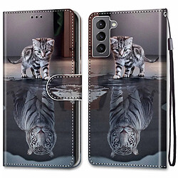 Etui en PU avec support A25 chat/tigre pour votre Samsung Galaxy S22