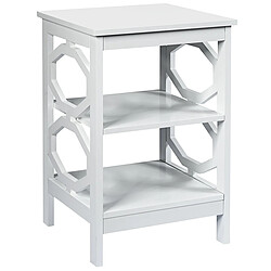 Helloshop26 Table de chevet à 3 niveaux table d'appoint en forme o simple et contemporain 40x40x61cm blanc 20_0004977