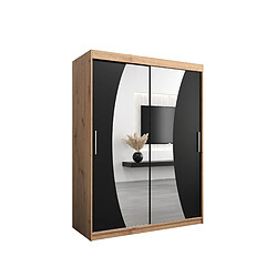 Abiks Meble Armoire Wave à portes coulissantes 200/150/62 2 portes (artisan/noir)