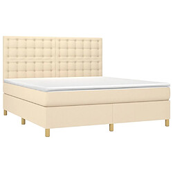 Avis Maison Chic Lit adulte- Lit + matelas,Sommier à lattes de lit avec matelas Crème 180x200 cm Tissu -GKD84830