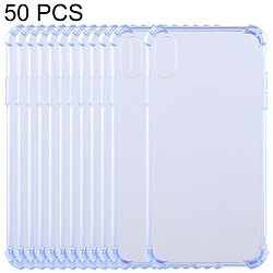 Wewoo Coque en TPU Transparent Dropproof 50 PCS 0.75mm pour iPhone XR (Bleu)