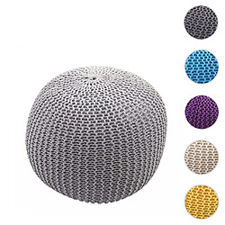 Mendler Pouf HWC-E16, tabouret de tricotage, aspect de tricotage à grosses mailles 40x50cm ~ gris 