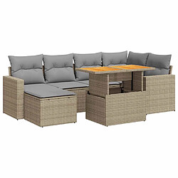 vidaXL Salon de jardin avec coussins 7 pcs beige résine tressée