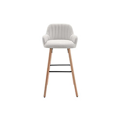 Avis Vente-Unique Lot de 2 tabourets de bar en tissu et pieds bois de hêtre - Crème - ELEANA