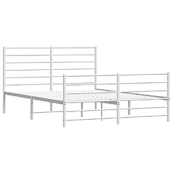 Maison Chic Lit adulte - Lit simple Cadre de lit métal avec tête de lit/pied de lit,Structure du lit Contemporain pour chambre blanc 140x190cm -MN27804 pas cher