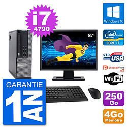 PC Dell 9020 SFF Ecran 27" Intel i7-4790 RAM 4Go Disque 250Go Windows 10 Wifi - Occasion