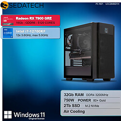 Sedatech Workstation ATX • Intel i7-12700KF • RX 7900 GRE • 32Go RAM • 2To SSD M.2 • Windows 11