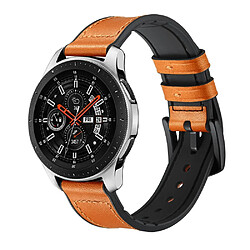 Bracelet en cuir véritable argent titane 22mm orange pour votre Samsung Galaxy Watch