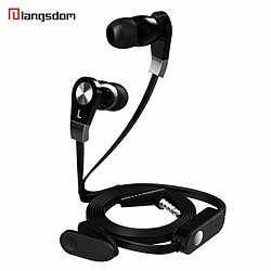 Langsdom Jm02 Écouteurs Intra-Auriculaires À Commande Filaire Hifi Casque De Basse Microphone Intégré Prise 3.5Mm Casque De Jeu Noir