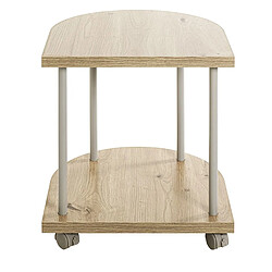 Pegane Table de desserte en bois coloris chêne clair et métal coloris gris -longueur 40 x profondeur 40 x hauteur 45 cm