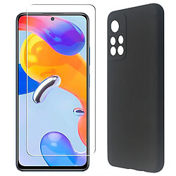 Film verre trempé pour Xiaomi Redmi note 11S 5G 6.6" + Coque de protection noire en silicone -Visiodirect -